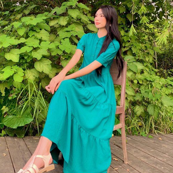 ALANTINO MIDI TRENDS WOMAN DRESS-GREEN - Picture 1 of 5